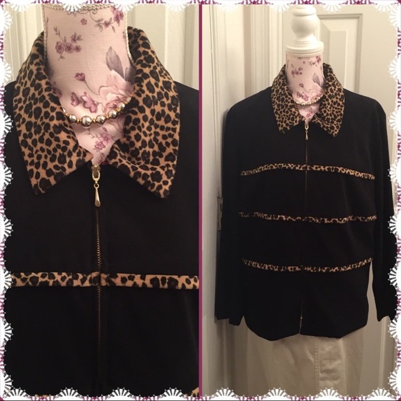 💥💥Host Pick💥💥 Black & Animal Print Jessica Howard Lightweight Jacket - Picture 2 of 4